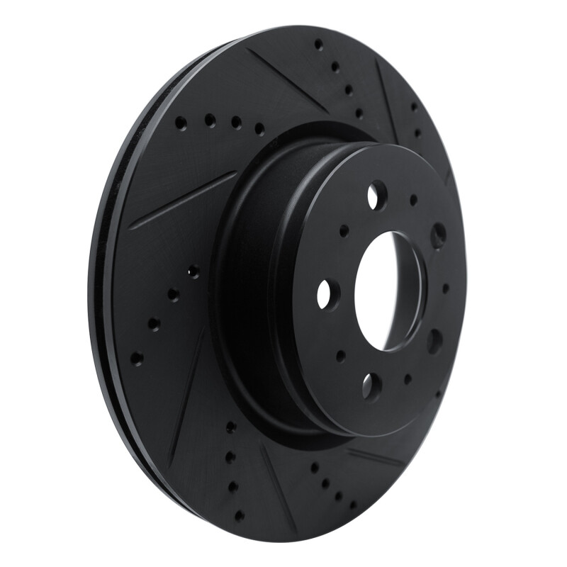 Tesla Model 3 Brake Rotor (1) - Front Right - R1 Concepts - Drilled & Slotted - Black - `17-`25